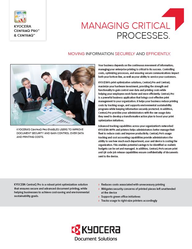 Kyocera, Software, Cost Control, Security Centraq Pro, Laserfax