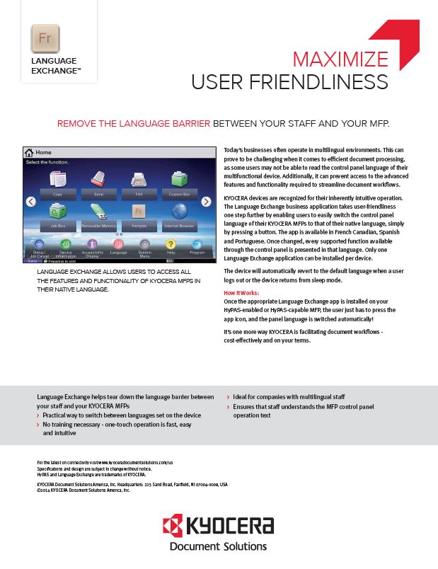 Kyocera, Software, Network Device Management, Language Exchange, Laserfax